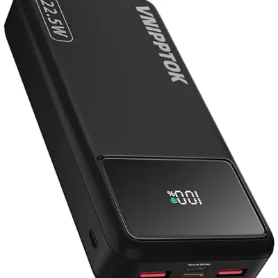 VNIPPTOK Power Bank 20000mAh, Tragbare 22,5W Powerbank, USB C Kompatibel mit iPhone, Xiaomi, Samsung und mehr