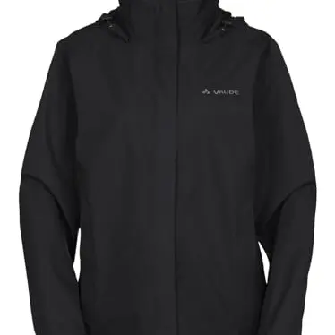 VAUDE Escape Light Damen Regenjacke, wasserdicht & atmungsaktiv, verstaubare Kapuze, 420g, schwarz, Größe 42
