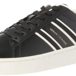 Armani Exchange Male London Sneaker mit Seit Streifen & Farbkontrast, Schwarz, Größe 7