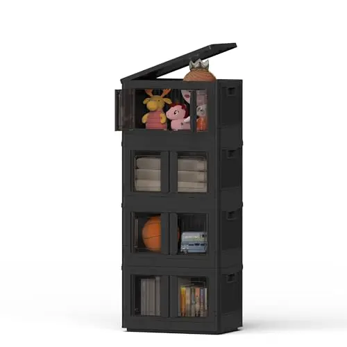 FLEXISPOT faltbare Aufbewahrungsbox, stapelbar, 32L, Schwarz