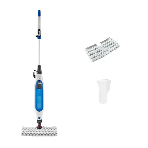Shark Klik n' Flip Dampfreiniger für Hartböden mit 2 waschbaren Pads, 6m Kabel, Weiß & Blau