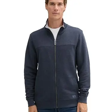 TOM TAILOR Herren Sweatjacke Stehkragen - Sky Captain Blue White, L