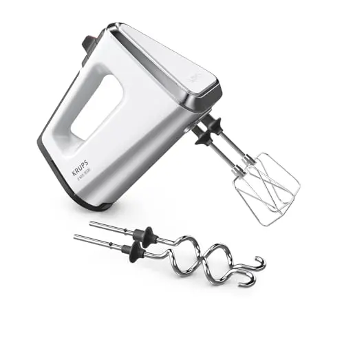 Krups 3Mix 9000 Handmixer, 750W, inkl. Schneebesen & Knethaken, weiß, ergonomisch, Puls & Turbomodus