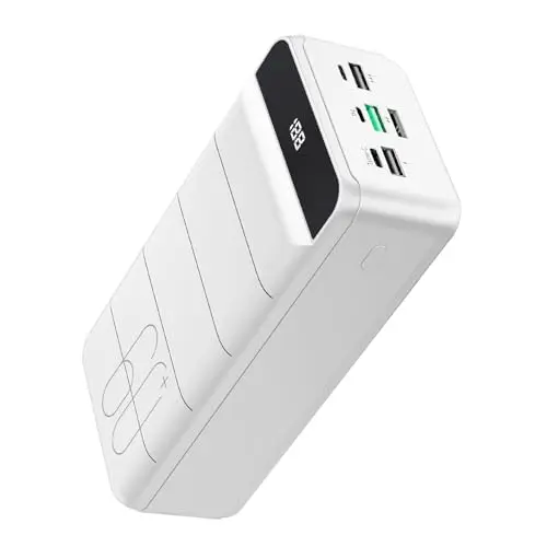 Powerbank 60000mAh, 22,5W PD USB-C, Externer Akku mit LED-Anzeige, 4 Ausgänge, kompatibel mit iPhone, Tablets und Android
