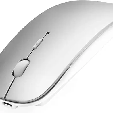 AE WISH ANEWISH Bluetooth Maus, wiederaufladbar, geräuschlos, mini kabellos, für Mac/iPad/iPhone/PC, 3 DPI, Bluetooth 5.0, Silber
