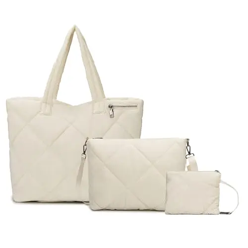 ibalulu Damen Handtasche 3-Teiliges Set, leichte Shopper Tasche mit Magnetverschluss für Einkauf, Uni & Arbeit