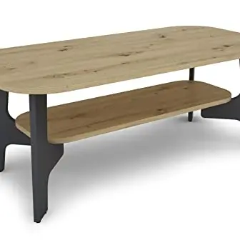 byLIVING Jonny Couchtisch Artisan Eiche, Anthrazit, mit Ablageboden, schwarz/braun, B 110 cm, H 42,5 cm, T 55 cm