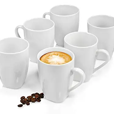 SÄNGER Kaffeebecher Set Avalon 6-tlg, Porzellan Tassen für 6 Personen, Zeitlose Becher in Weiß, 220 ml
