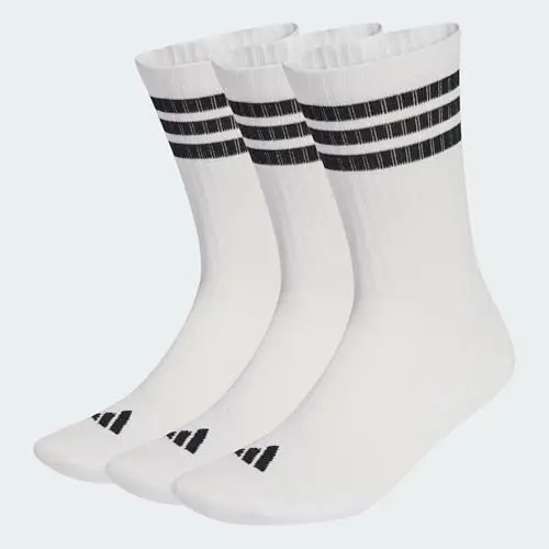 adidas Unisex 3-Stripes Crew Socken, 3 Paar, Weiß/Schwarz, Größe 40-42