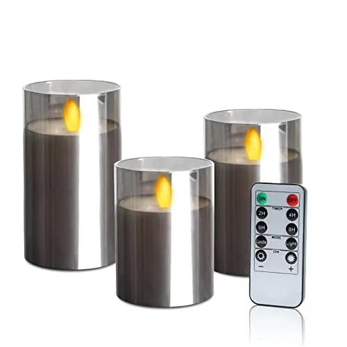 CeSunlight LED Kerzen mit Timer, 3er-Pack für Halloween, Weihnachten und Hochzeiten, 500+ Stunden Leuchtdauer, Silber