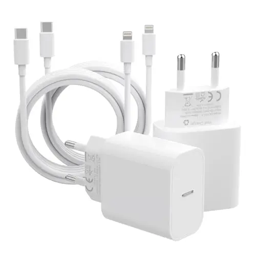 ZNBTCY 2er-Pack 25W USB C Ladegerät mit 1.8M Lightning Kabel für iPhone & iPad - Weiß