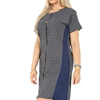 Bahob® Damen Nachthemd aus Baumwolle, kurzärmelig, in S-XXL