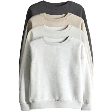 THE SET Mädchen Sweatshirts, 4er-Pack, Rundhalsausschnitt, Neutral/Grau, Größe 116