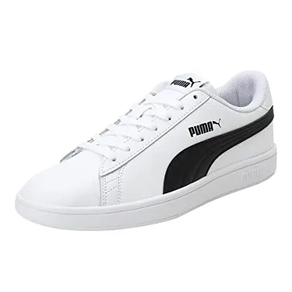 PUMA Unisex Smash v2 L Low-Top, Puma White-Puma Black, 43 EU