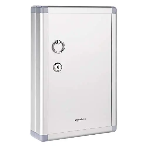 Amazon Basics Schlüsselkasten für 24 Schlüssel, abschließbar, silber