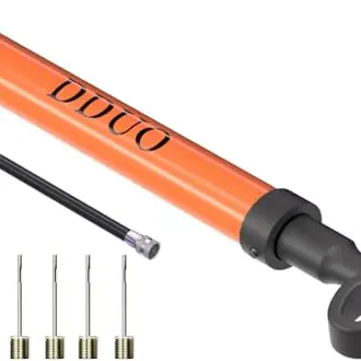 DDUO Tragbare Ballpumpe mit Nadel & Schlauch für Basketball, Fußball, Volleyball und Rugby (Orange Pro)