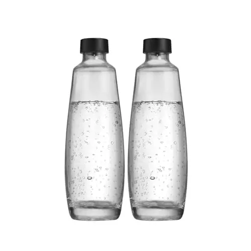 SodaStream DUO Glasflasche 1L - Spülmaschinenfest, 2er-Pack, elegantes Design