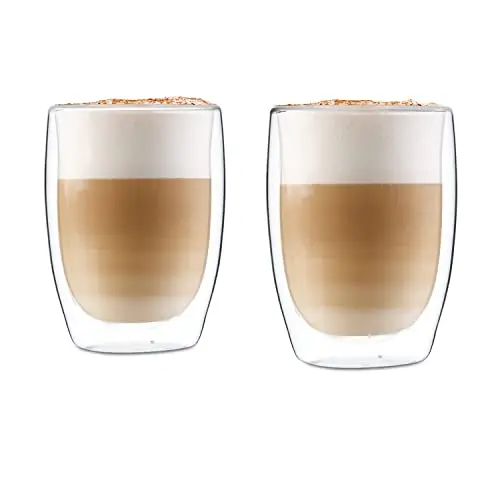 GLASWERK Doppelwandiges Latte Macchiato Glas (2er Set) - Transparente, spülmaschinenfeste Kaffeetasse