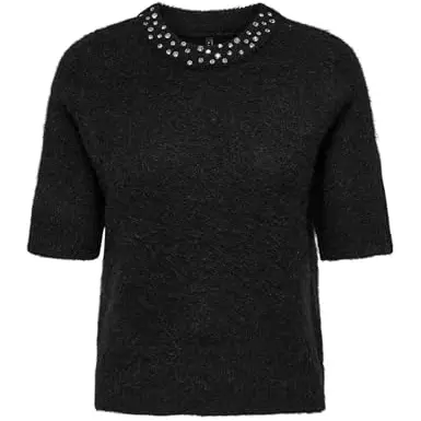 ONLY Onlrina Life T-Shirt mit Strass, Schwarz, M
