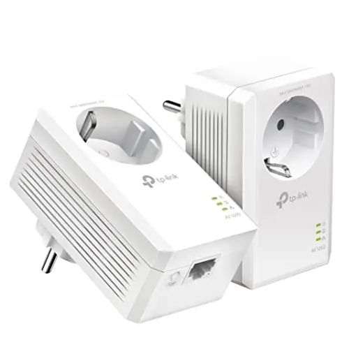 TP-Link Powerline Adapter Set TL-PA7017P KIT - 1000 Mbit/s, mit Steckdose, ideal für Media-Streaming