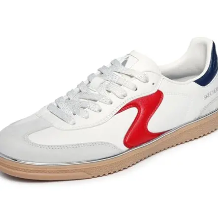 Skechers Damen Hotshot Living Luxe Turnschuhe, Weiß/Marineblau/Rot, Größe 39