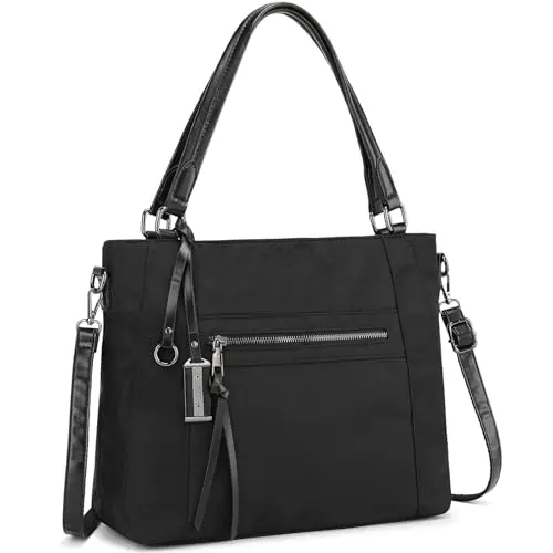 BAIGIO Nylon Handtasche Damen Schultertasche Mittelgroß Umhängetasche mit Reißverschluss & Abnehmbarem Gurt