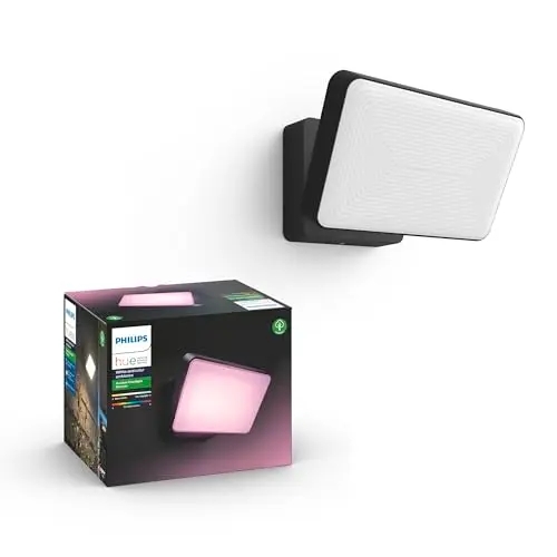 Philips Hue White & Color Ambiance Discover Outdoor Flutlicht, dimmbare Wandlampe, schwarz, smarte Lichtsteuerung