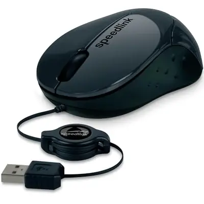 Speedlink BEENIE Mobile Mouse, Kabelgebunden, Leiser Klick, Kompakt, Einstellbare Kabellänge, Schwarz