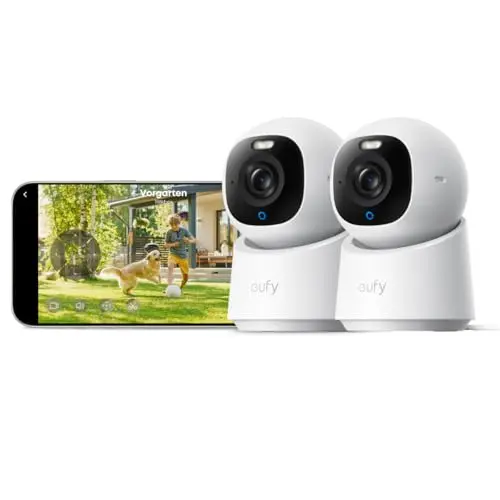 eufy Innenkamera E30 (2er Pack) - 4K Sicherheitskamera mit App, Farbnachtsicht, 360° Abdeckung, HomeKit, Weiß