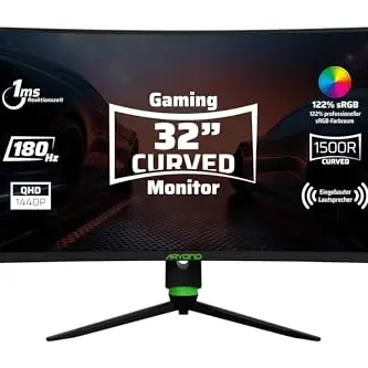 Aryond A32 V2 Gaming Curved Monitor, 32 Zoll, 180Hz, QHD, FreeSync/G-Sync, PC Bildschirm