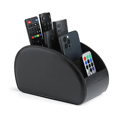 Vlando Fernbedienungshalter mit 5 Fächern für TV, DVD und 4K Stick, Aufbewahrung für Fernbedienungen und Handy