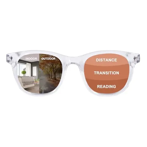 OuShiun Photochrome Multifokus Lesebrille mit Blaulichtfilter für Damen und Herren