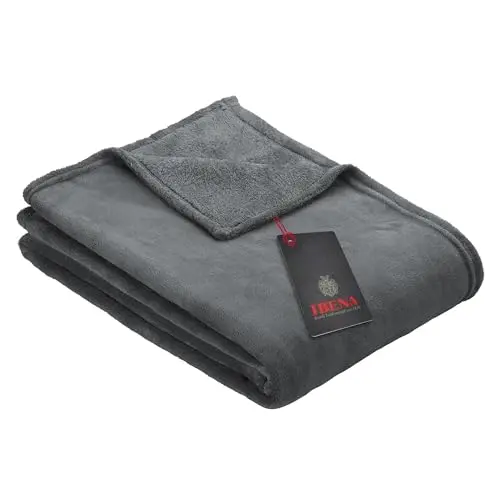Ibena Kuscheldecke Olbia 150x200 cm - warm, flauschig & waschbar, dunkelgrau