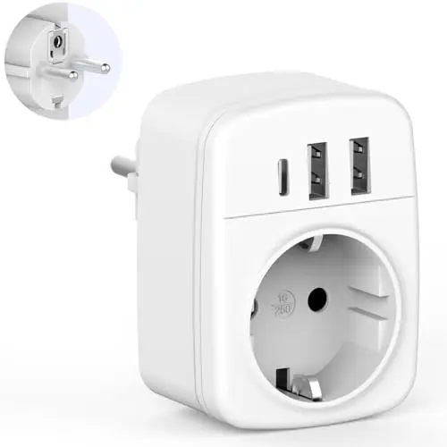 Mehrfachsteckdose mit 3 USB-Anschlüssen, Steckdosenleiste (Weiß)