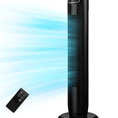 Midea FZ10-17JR Turmventilator mit Fernbedienung, 92 cm, leise, 3 Modi, 3 Geschwindigkeiten, 45W, Schwarz