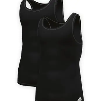 Adidas Herren Unterhemden (2er Pack) - Rundhals, Schwarz, Größe M