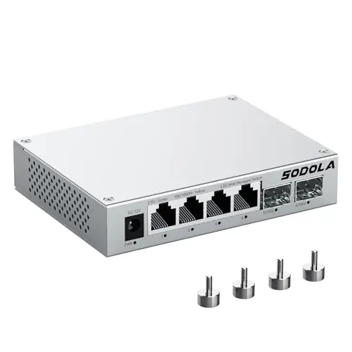 SODOLA 2.5Gbit Managed Switch, 4 x 2.5G Ports, 2 x 10G SFP+, LACP/QoS/VLAN - Multi-Gigabit Switch für Heimlabor & Profi-Netzwerke