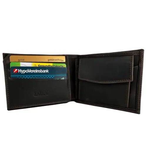 ZAZANI klassische Geldbörse - Herren Slim Wallet mit Münzfach, RFID-Schutz und Antik Leder, bifold