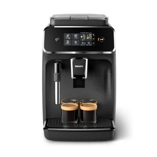 Philips Kaffeevollautomat Serie 2200 – 2 Kaffeesorten, Milchaufschäumer, Touchdisplay, Keramikmahlwerk, matt Schwarz