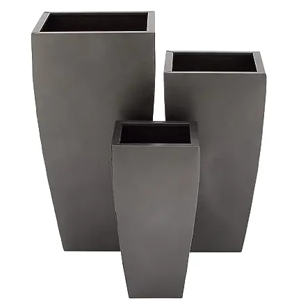 Benzara Deco 79 Metall Pflanzgefäß 3er-Set, Dunkelgrau