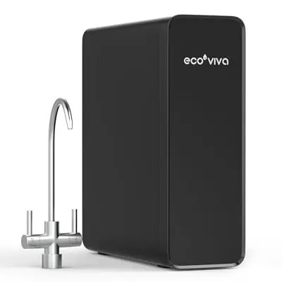 Ecoviva Untertisch Osmoseanlage, Trinkwasserfilter mit 8-stufiger Filtration, einfache Installation, Schwarz