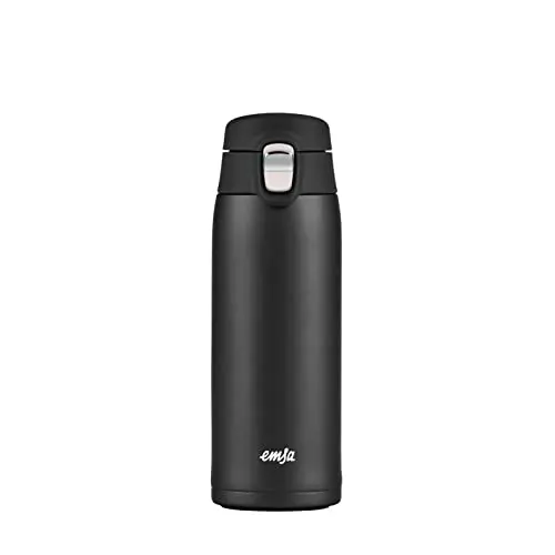 Emsa Travel Mug Light 0,4 L - Schlankes Edelstahl Design, 100% dicht, 8h heiß, 16h kalt, BPA-frei - Schwarz