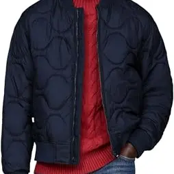 Tommy Hilfiger Herren Steppjacke Bomber Übergangsjacke, Blau, Größe L