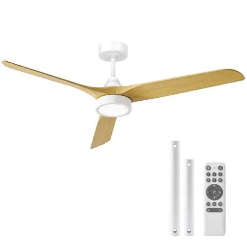 Ateroll Deckenventilator mit Beleuchtung, Ø 132 cm, 3CCT, 15W LED, Fernbedienung, 6 Geschwindigkeiten, Vorwärts-/Rückwärts, Timer