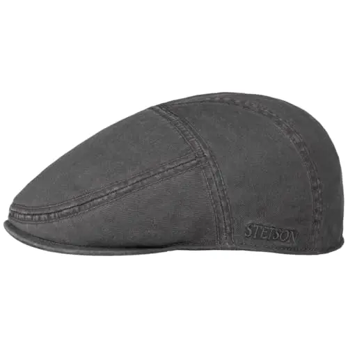Stetson Paradise Cotton Schirmmütze Flat Cap für Herren - UV-Schutz, dunkelgrau, Größe L (58-59 cm)