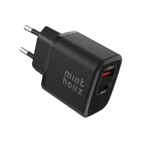 Minthouz USB-C Ladegerät, 35W, 2-Port GaN, Fast Charger für iPhone 17/16/15/14, Galaxy, iPad (ohne Kabel)
