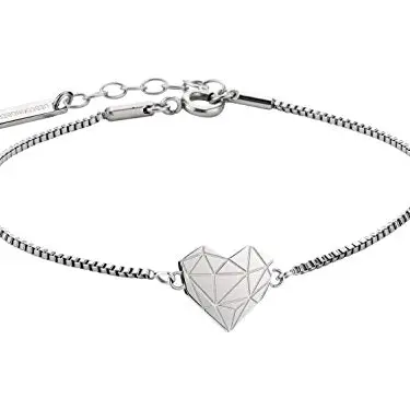 LIEBESKIND Damen Armband Herz aus Edelstahl, Silber, 20 cm
