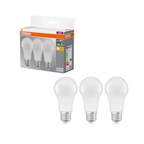 Osram LED Classic A E27, Nicht Dimmbar, Ersetzt 100 Watt, Warmweiß 2700K, 3er-Pack