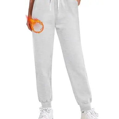 PINSPARK Damen Sporthose Baggy Jogginghose Baumwolle Freizeitfitness Atmungsaktiv Warm Sweatpants L grau