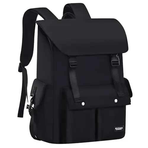 Amythe Herren Laptop Rucksack, Wasserdichter Schulrucksack für 15.6" Laptop, Schwarz